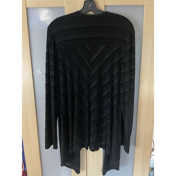 Chicos Travelers Black Top Slinky Cardigan Size 3 XXL  V-Neck Stretch High/Low - Picture 6 of 6
